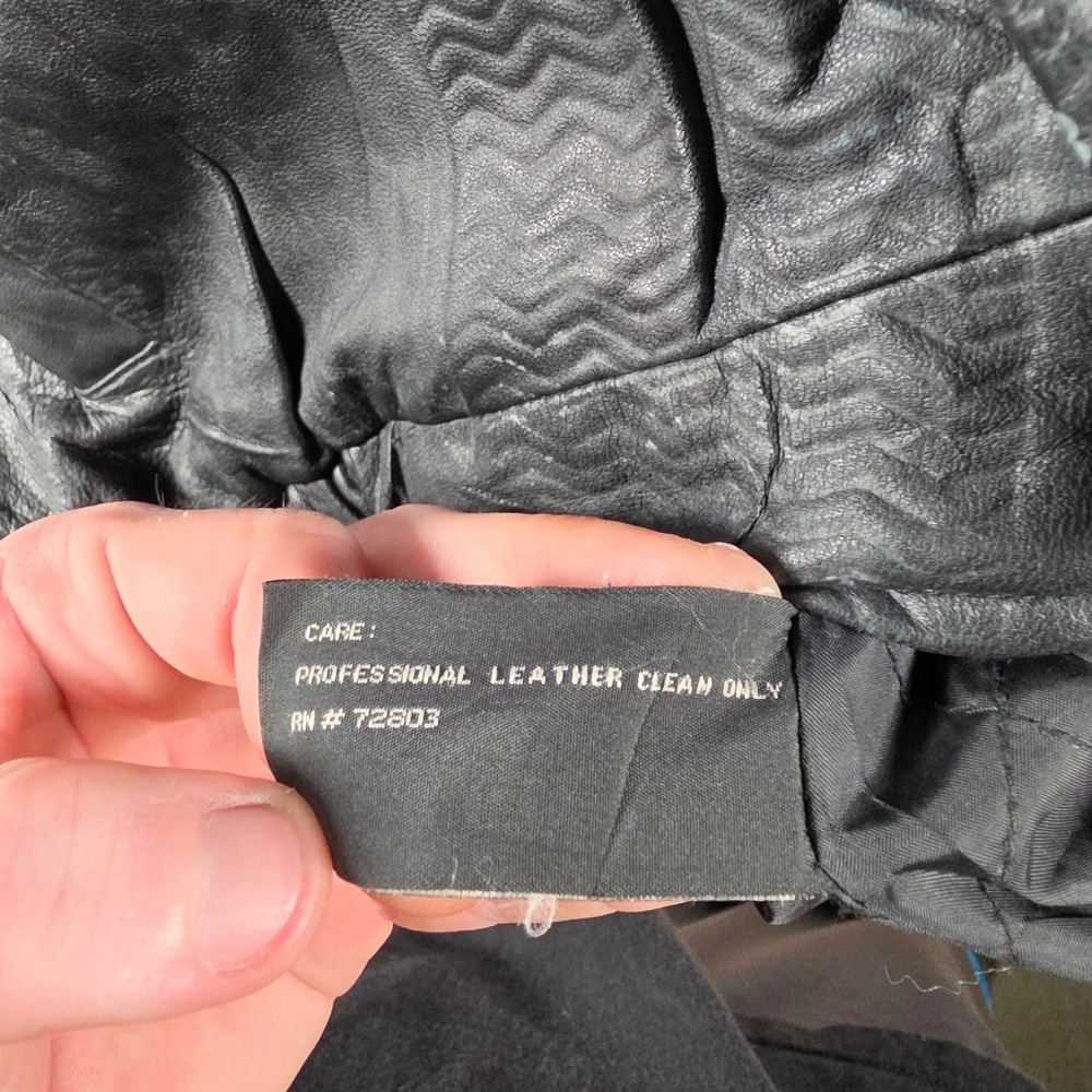 Boston Outfitters Leather Bomber Jacket Mens Large Black Vintage Flight Rn 72803 View 5